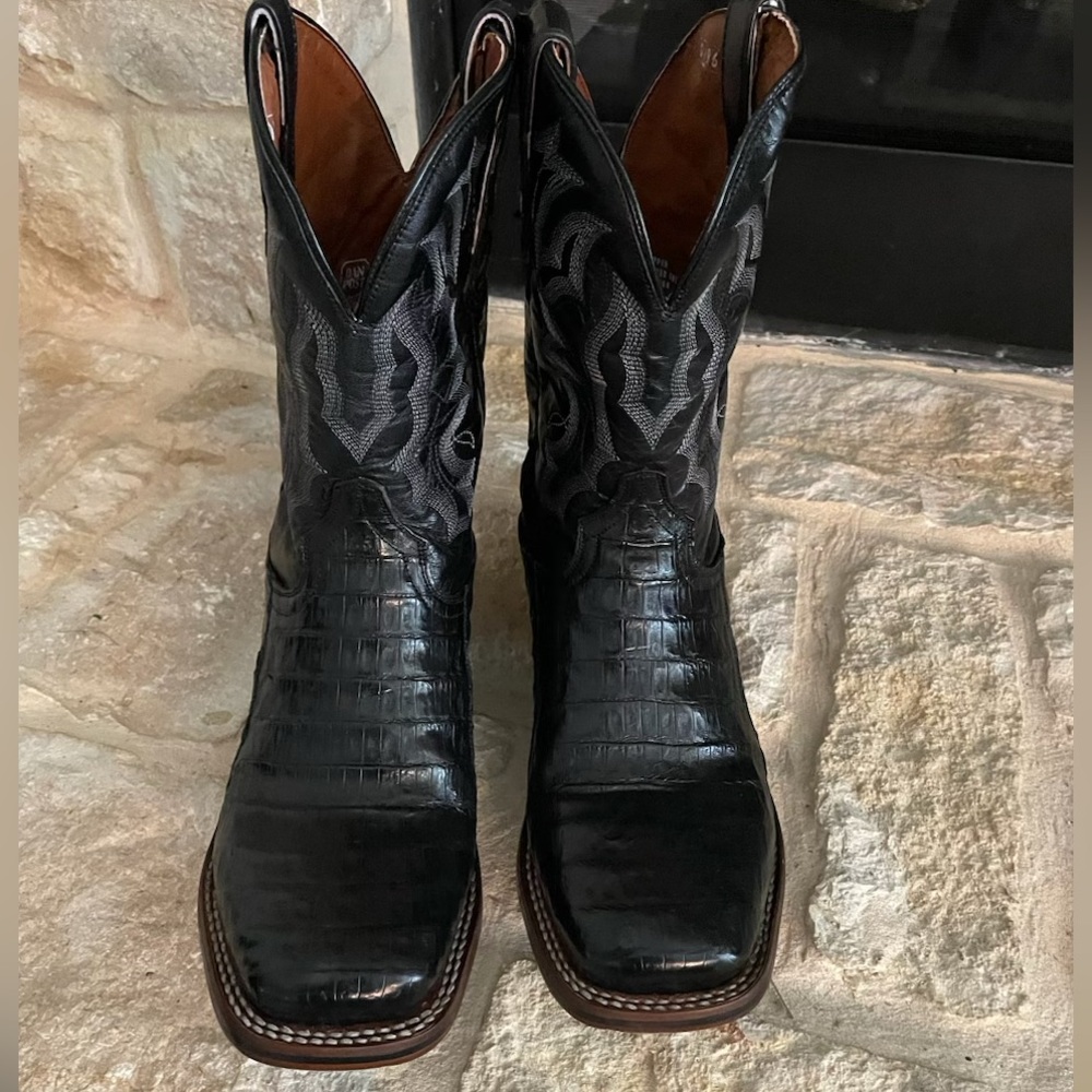 DAN POST Men’s Kingsly Exotic Caiman Western Boots Sz 10 Broad Square Toe
